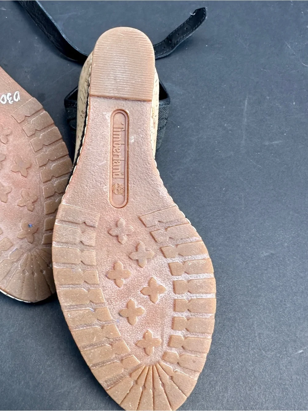 Timberland Maeslin Earthkeepers Leather Cork Wedge Sandals Womens 7 Black